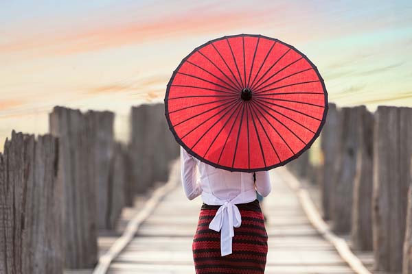 Myanmar girl with umbrella